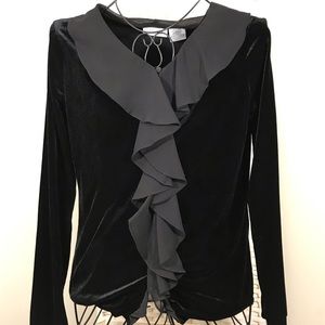 Jaclyn Smith Long Sleeve Velvet Black Shirt